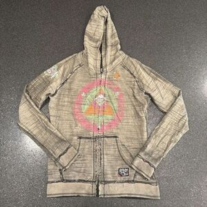 Vintage Affliction Womens Reversible‎ Full Zip Jacket Skull Large